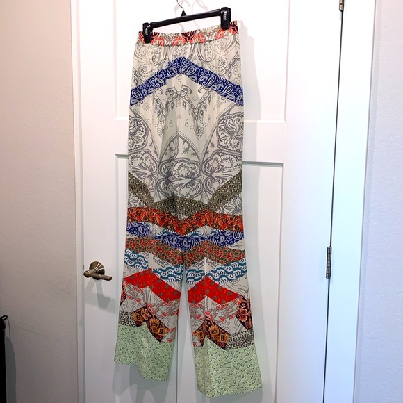 NWT Etro Patchwork printed silk wide-leg Italian made trousers Sz 42 - Picture 9 of 16